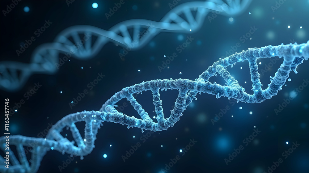 Unraveling Life's Code: A mesmerizing 3D render of a DNA double helix, glowing in the dark, revealing the beauty of genetic information. Unraveling Life's Code: A mesmerizing 3D render of a DNA double helix, glowing in the dark, revealing the beauty of genetic information.