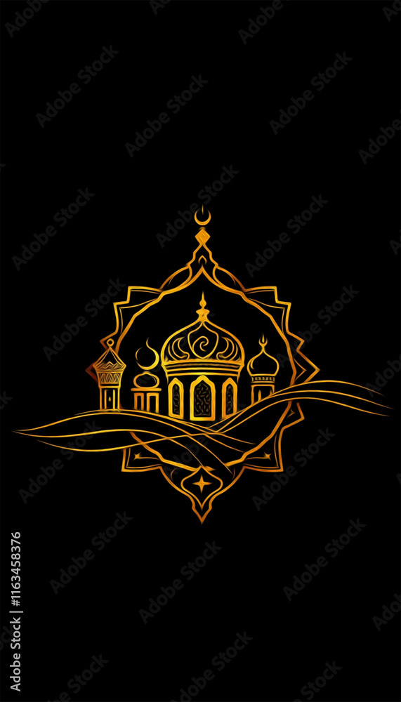 Printable pattern for wall decorations, covers, wallpapers, greeting cards on the occasion of a Muslim holiday. Ramadan . Oil painting