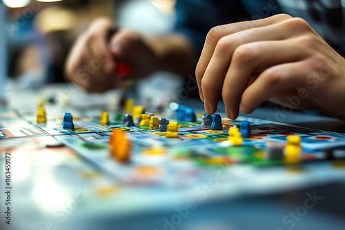 Hands Manipulate Game Pieces On A Board Game