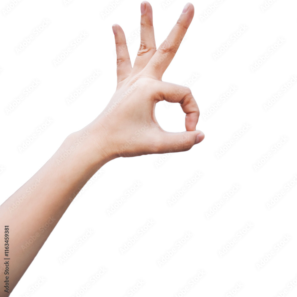 Hand showing ok sign, Hand isolated on white background Hand showing ok sign, Hand isolated on white background