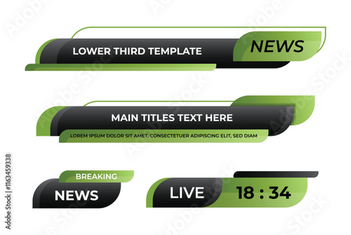 Lower third banner. Lower third bar template for breaking news, television, video and media channels. Interface template