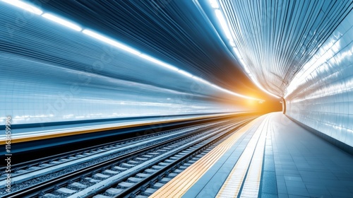 Futuristic Train Station with Dynamic Lighting and Design