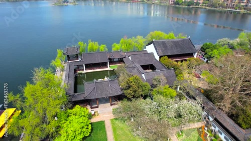 Spring aerial views of Mochou Lake Park showcasing vibrant nature and serene landscapes in Nanjing photo