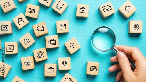 Exploring digital communication icons creative workspace graphic design modern environment top-down view visual concept