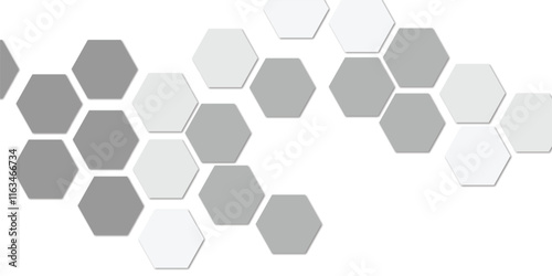 Geometric technology white and grey hexagon background. Abstract vector illustration Science technology and medical concept hexagon on transparent background