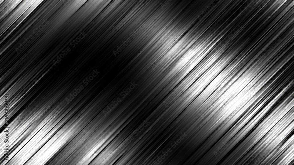 Fototapeta premium Sleek metallic striped texture with shiny silver gradient background