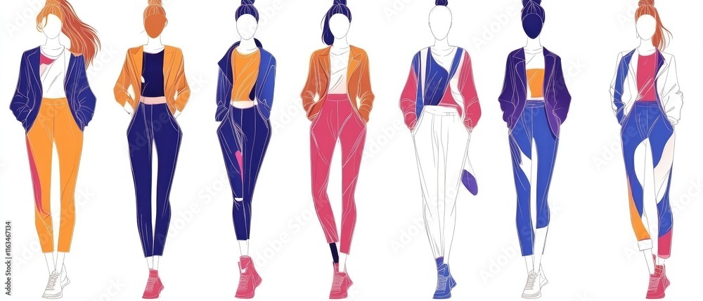 Stylish Vector Fashion Illustrations Showcasing Modern Women's Clothing Trends Stylish Vector Fashion Illustrations Showcasing Modern Women's Clothing Trends