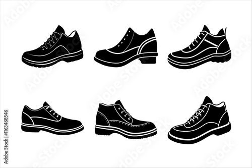 Stylish Black Shoe Silhouettes for Design Inspiration