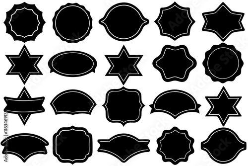 set of black and white shields