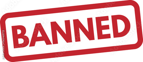 Banned stamp icon isolated on white background . Red banned stamp label . Vector