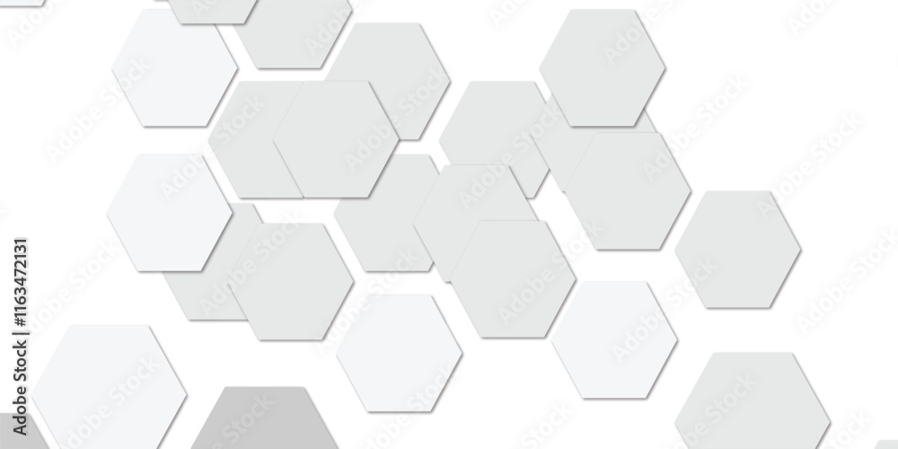 Geometric technology white and grey hexagon background. Abstract vector illustration Science technology and medical concept hexagon on transparent background Geometric technology white and grey hexagon background. Abstract vector illustration Science technology and medical concept hexagon on transparent background