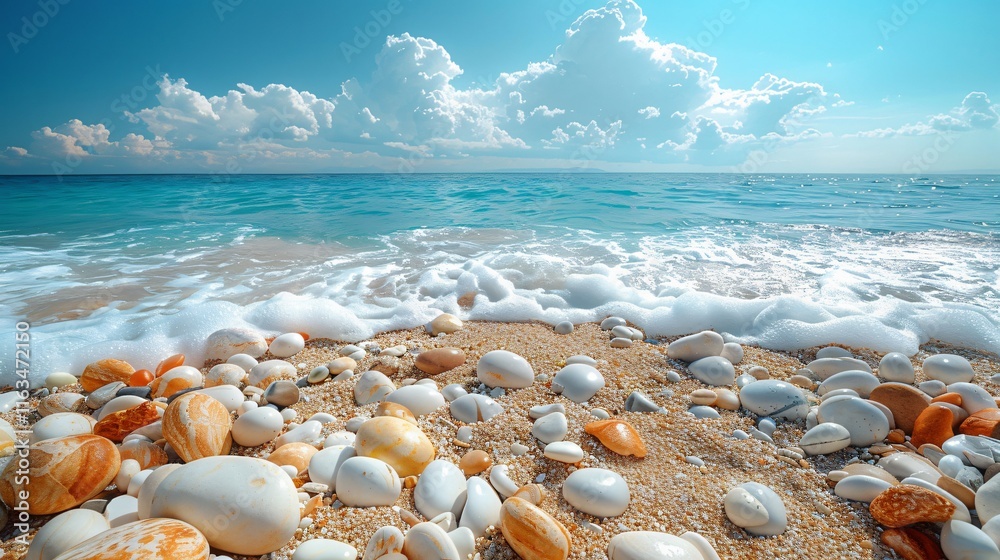 Beautiful stone beach panorama. Beautiful stone beach panorama.