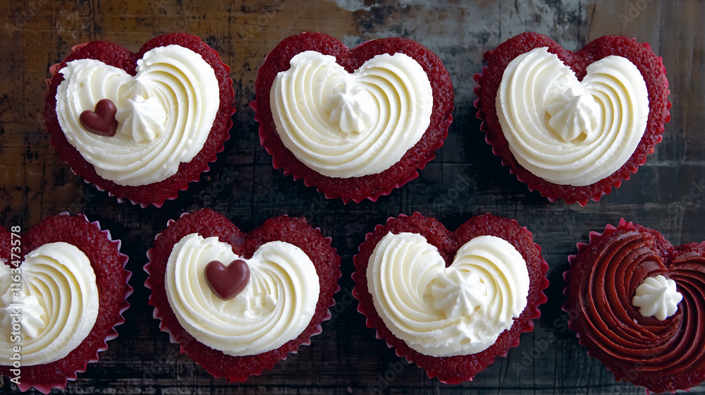 heart-shaped red velvet cupcakes with cream cheese frosting heart-shaped red velvet cupcakes with cream cheese frosting