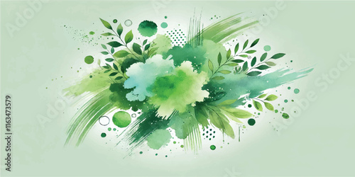 Soft Abstract Watercolor Background with Green and Peach Tones