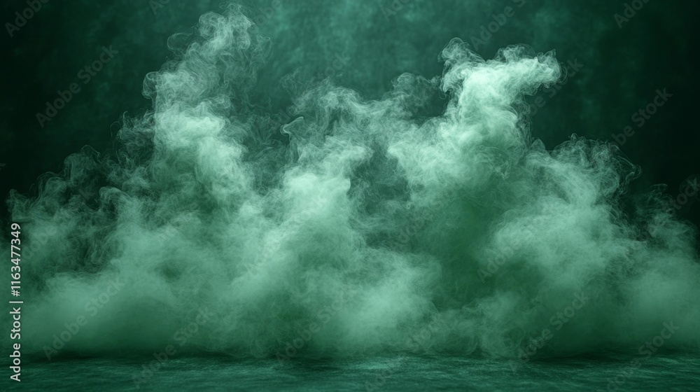 Fototapeta premium Green fog effect on a solid background chromakey ready. Generative AI