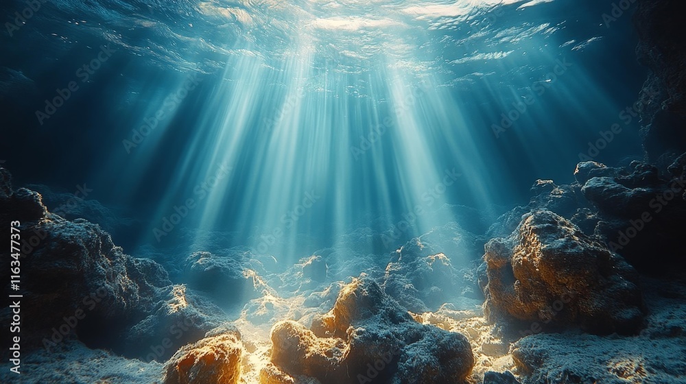 Obraz premium Sun Rays Overlay Effect in Blue. Generative AI