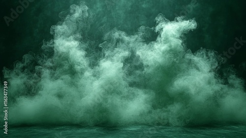 Green fog effect on a solid background chromakey ready. Generative AI photo