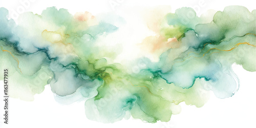 Soft Abstract Watercolor Background with Green and Peach Tones
