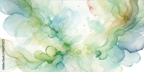 Soft Abstract Watercolor Background with Green and Peach Tones