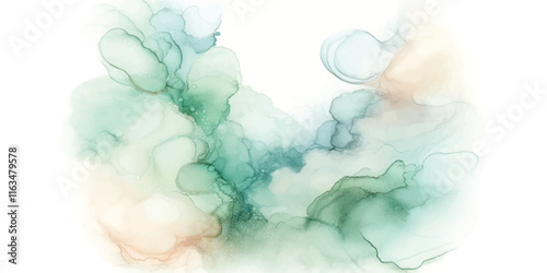Soft Abstract Watercolor Background with Green and Peach Tones