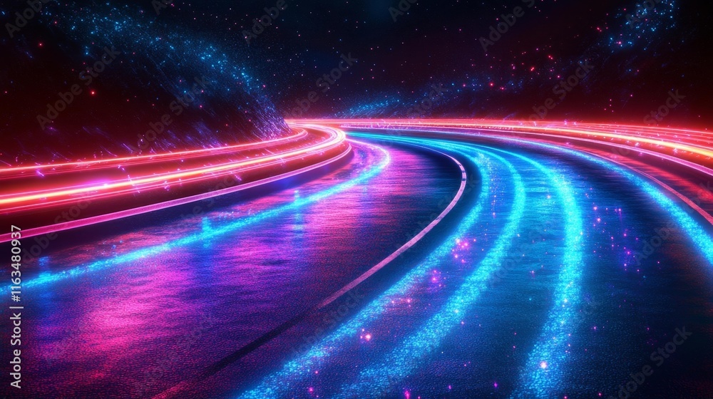 Neon Glowing Abstract Speed Road. Generative AI Neon Glowing Abstract Speed Road. Generative AI