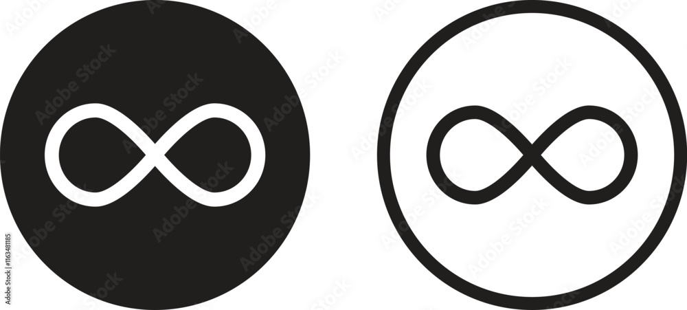 infinity icon set in two styles . Endless symbol . Unlimited icon vector infinity icon set in two styles . Endless symbol . Unlimited icon vector