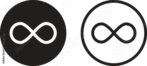 infinity icon set in two styles . Endless symbol . Unlimited icon vector