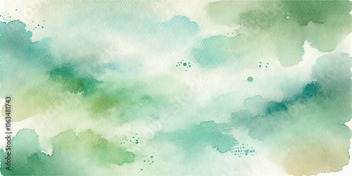 Soft Abstract Watercolor Background with Green and Peach Tones