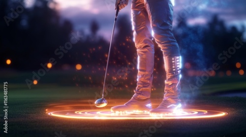 Futuristic Golf Course with Digital Enhancements. Generative AI photo