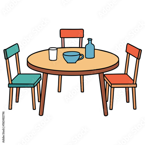 Dining table flat style vector isolated illustration white background