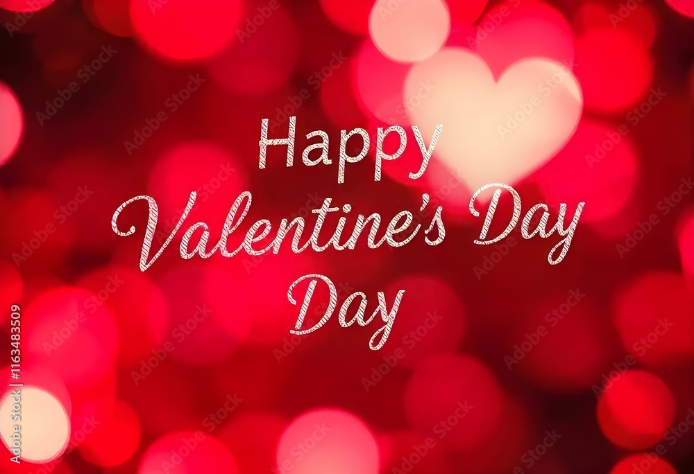 Happy Valentine's Day Celebration Text Over Red Duotone Bokeh Lights Background Happy Valentine's Day Celebration Text Over Red Duotone Bokeh Lights Background