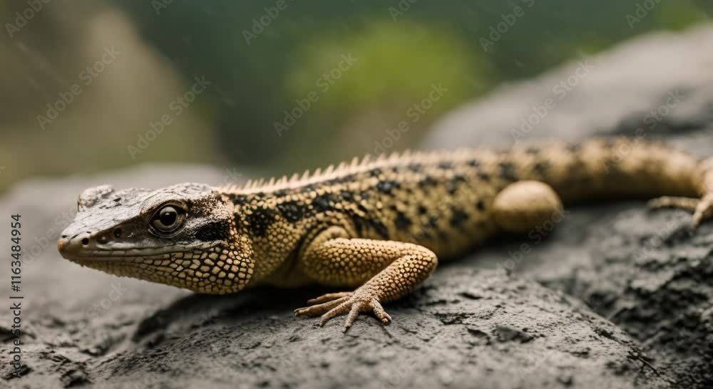 Lizard on the Rock Sheltered by Rain Lizard on the Rock Sheltered by Rain