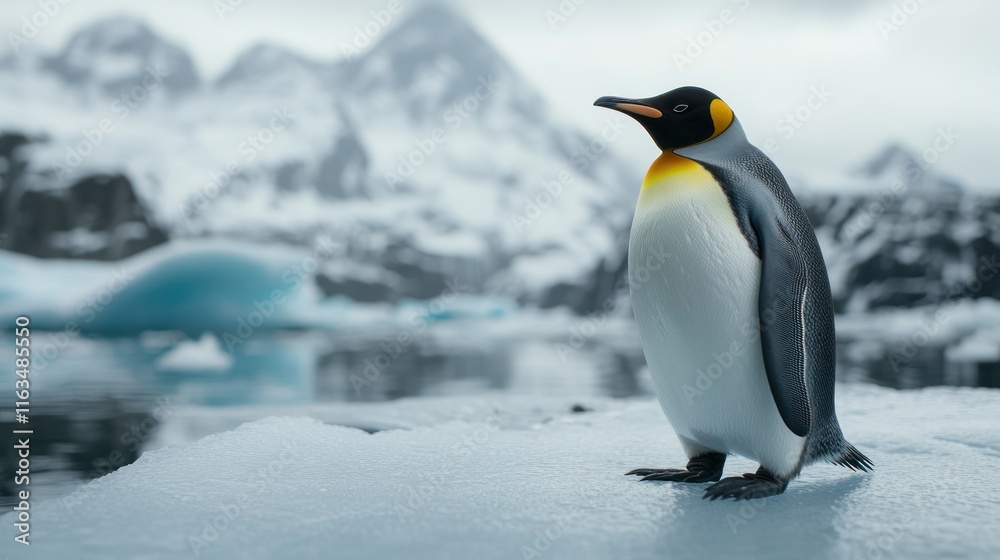 Fototapeta premium Majestic King Penguin in Antarctica's Icy Landscape