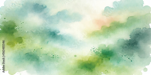 Soft Abstract Watercolor Background with Green and Peach Tones