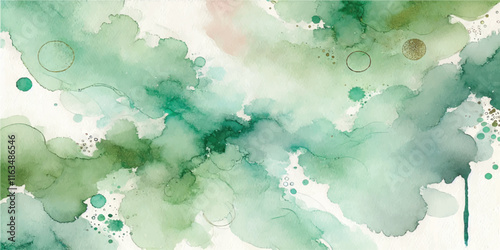 Soft Abstract Watercolor Background with Green and Peach Tones