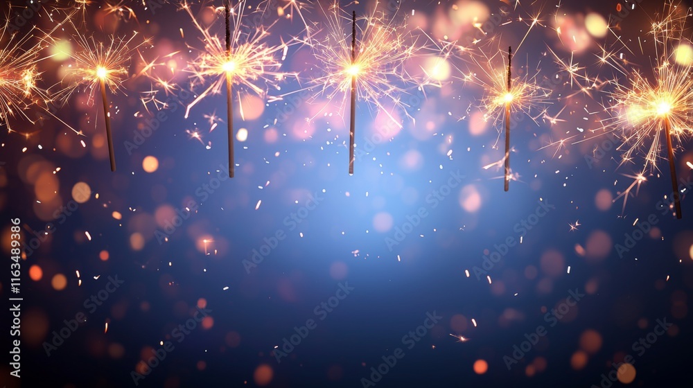 Fototapeta premium Festive Sparkler Lights Glowing Celebration Background