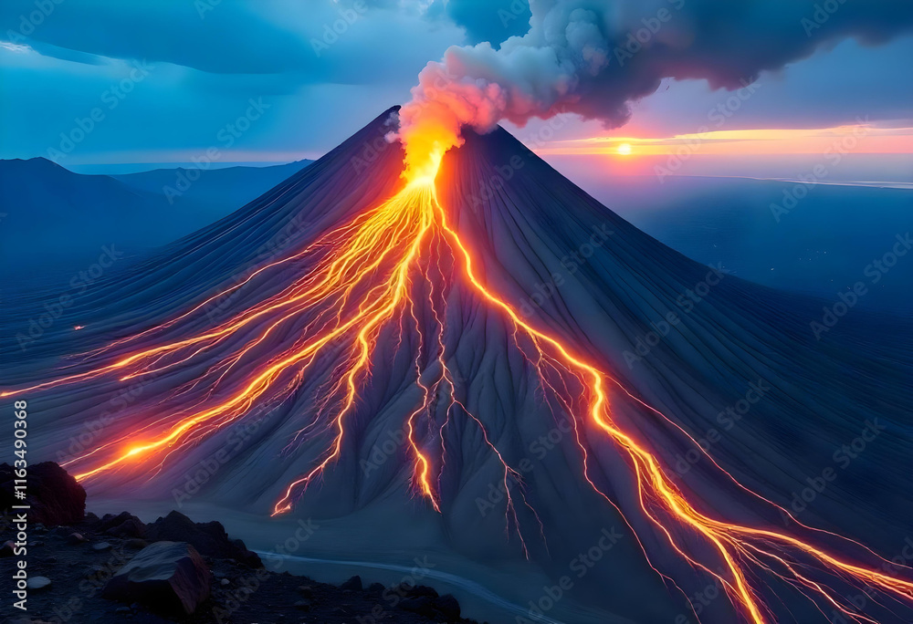 balance of calm and power as a volcano gracefully transition eruption lava balance of calm and power as a volcano gracefully transition eruption lava