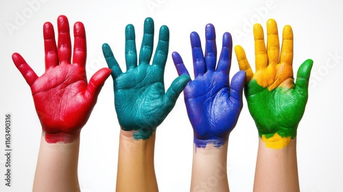 Vibrant Hands in Supportive Colorful Gestures