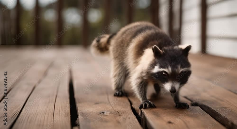 Raccoon Peeking Out From the Deck Raccoon Peeking Out From the Deck