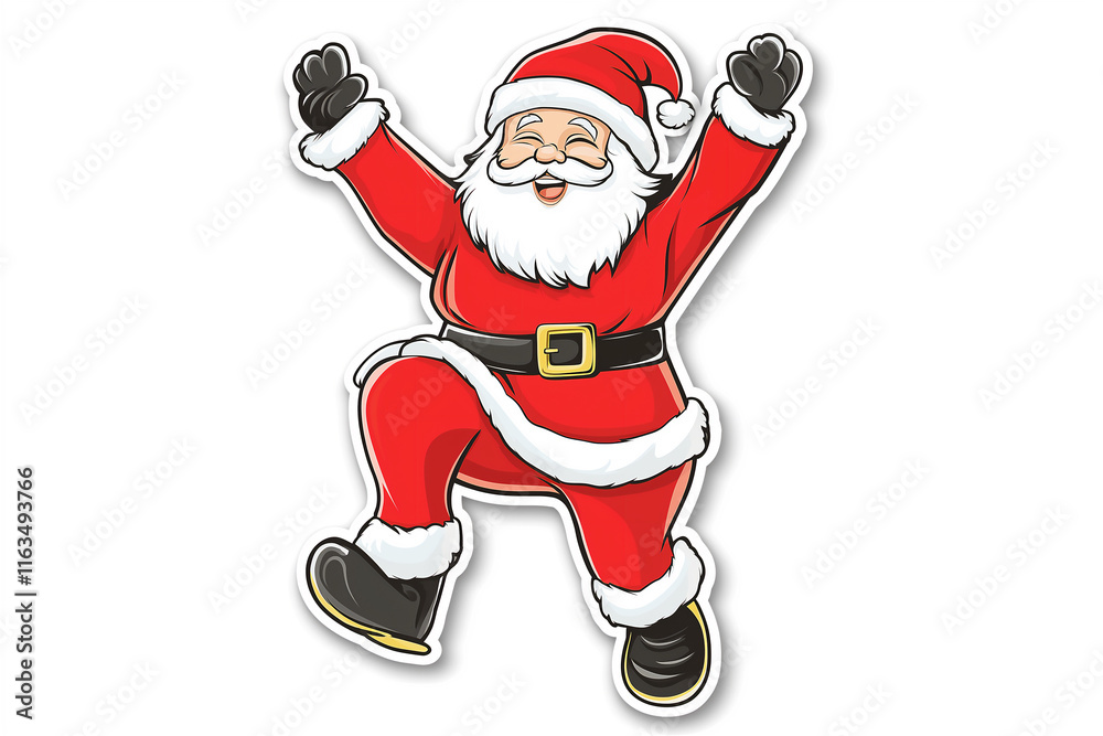Cheerful Santa Claus illustration with a bright smile and a joyful pose, wearing a traditional red suit, ready to spread holiday cheer. Cheerful Santa Claus illustration with a bright smile and a joyful pose, wearing a traditional red suit, ready to spread holiday cheer.