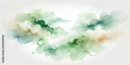 Soft Abstract Watercolor Background with Green and Peach Tones