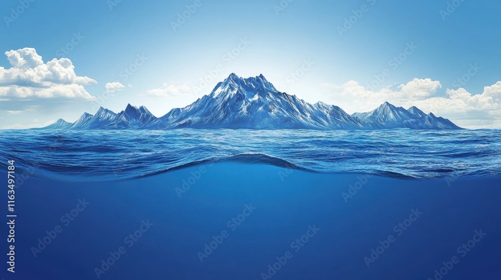 Tranquil Seascape with Majestic Mountain Range Tranquil Seascape with Majestic Mountain Range