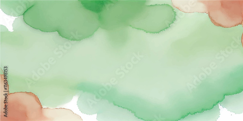 Soft Abstract Watercolor Background with Green and Peach Tones