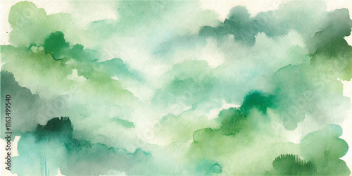 Soft Abstract Watercolor Background with Green and Peach Tones