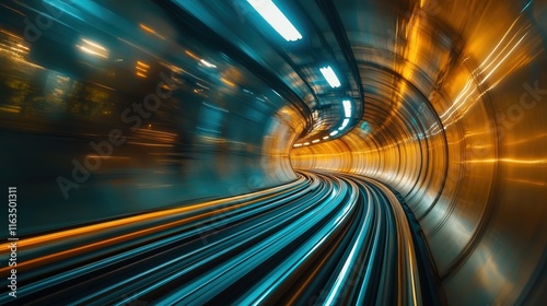 Warp speed in a futuristic space tunnel