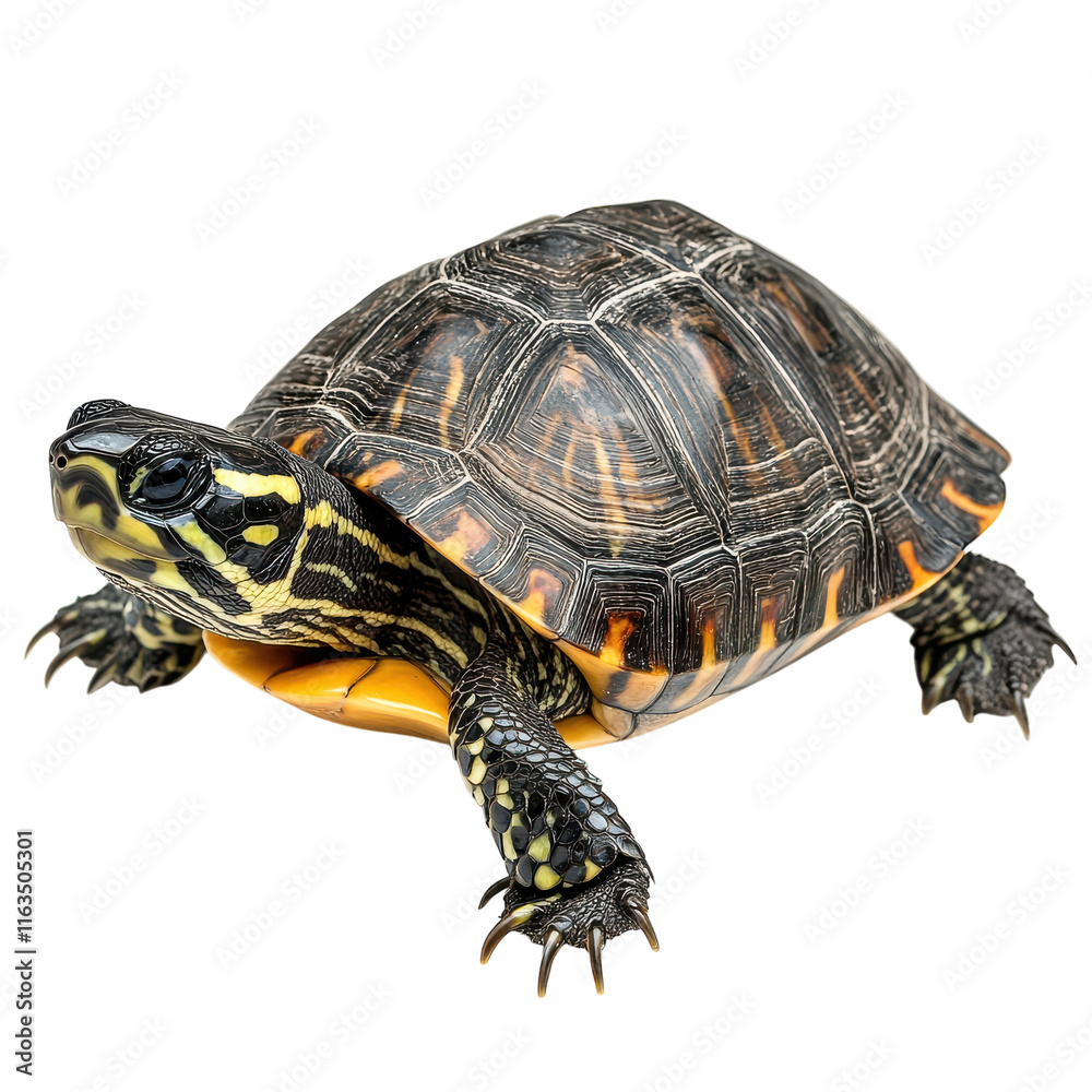Fototapeta premium Turtle on a White Background Perfect for Educational Materials, Nature Documentaries, and Wildlife Conservation Campaigns Transparent background