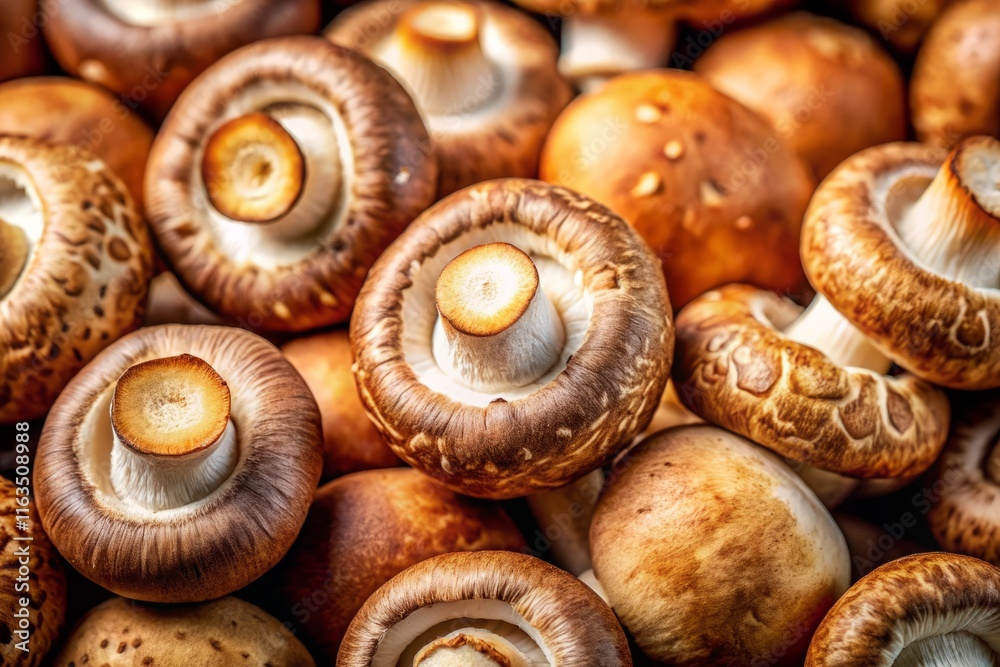 Close-up of Freshly Chopped Button Mushrooms, Culinary Background Texture