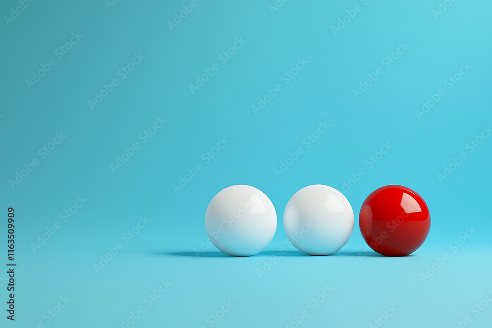 Striking Contrast: Red Sphere Among White Striking Contrast: Red Sphere Among White
