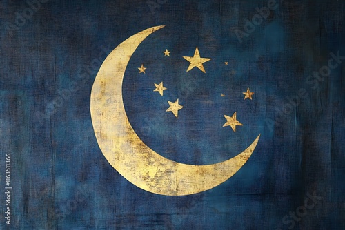 Beautiful Crescent Moon and Stars Symbolizing Ramadan Isolated on Transparent. PNG. photo