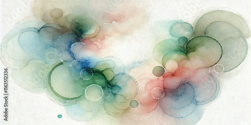 Soft Abstract Watercolor Background with Green and Peach Tones